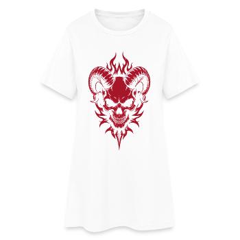 Skull with Horns Ram Skull - Women’s T-Shirt Dress - white - Front