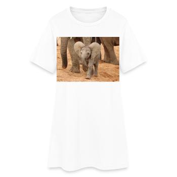 Petit éléphant en Afrique - Robe T-shirt Femme - blanc - Devant