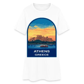 Athènes Grèce Acropole Insigne de voyage Rétro Sunset - Robe T-shirt Femme - blanc - Devant