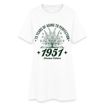 75th Birthday Wildflowers Vintage 1951 Retro - Women’s T-Shirt Dress - white - Front