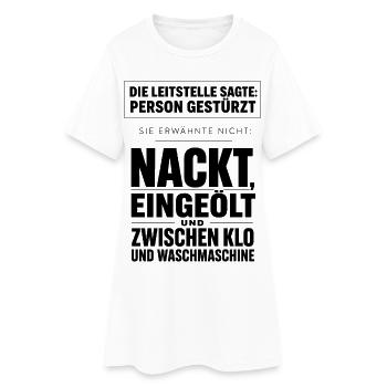Person Gestürzt, Details Verschwiegen - Frauen T-Shirt-Kleid - Weiß - Vorne