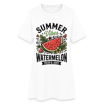 Estivale Ondorée Pastèque - Robe T-shirt Femme - blanc - Devant