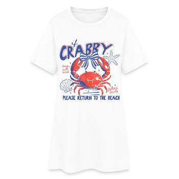 Crabby Beach Return Tee - Women’s T-Shirt Dress - white - Front