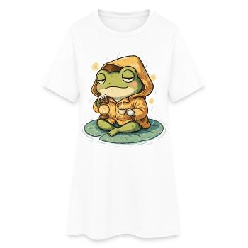 Frosch im Regenmantel - Frauen T-Shirt-Kleid - Weiß - Vorne