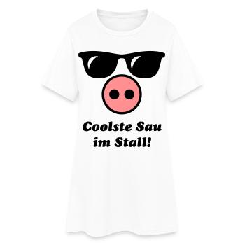 Coolste Sau Im Stall! (Cool) - Frauen T-Shirt-Kleid - Weiß - Vorne