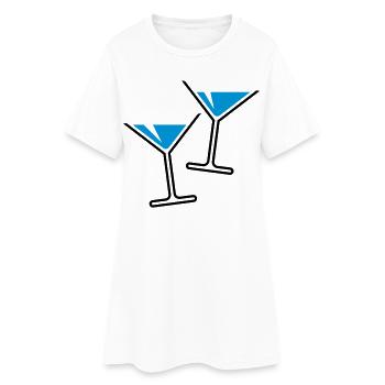 2 Cocktailgläser / Cocktail / Martini – (Hellblau) - Frauen T-Shirt-Kleid - Weiß - Vorne