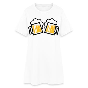 2 Bayrische Bierkrüge Prosten (Bier Maßkrüge / 2C) - Frauen T-Shirt-Kleid - Weiß - Vorne