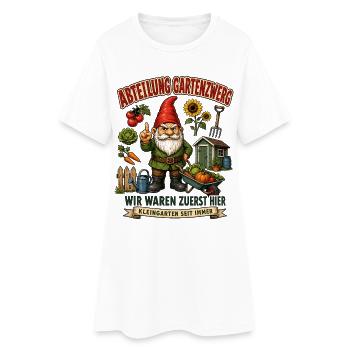 Abteilung Gartenzwerg Kleingarten Humor - Frauen T-Shirt-Kleid - Weiß - Vorne