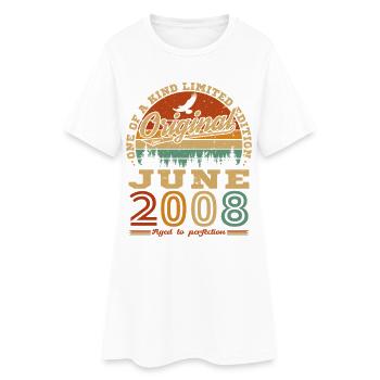 Juin 2008 Cadeau rétro vintage d’anniversaire - Robe T-shirt Femme - blanc - Devant