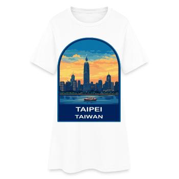 Taipei Taiwan Skyline Sunset Retro Reiseabzeichen - Frauen T-Shirt-Kleid - Weiß - Vorne