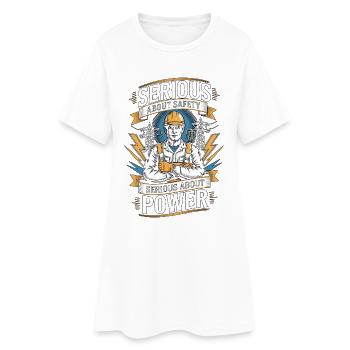 Électricien industriel sérieux à propos de l’électricité - Robe T-shirt Femme - blanc - Devant