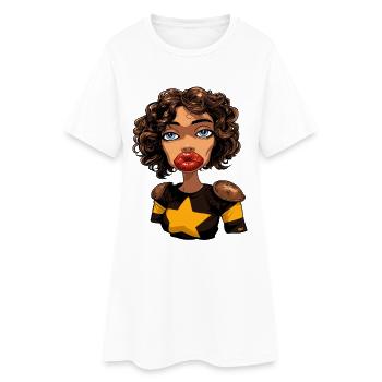 Star Hero Woman Dessin animé Pop Art - Robe T-shirt Femme - blanc - Devant