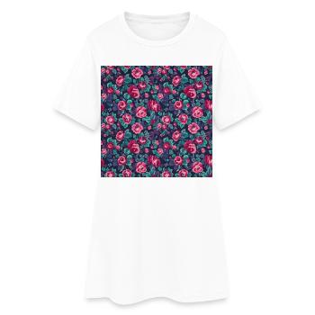 Motif de roses colorées des années 50 - Robe T-shirt Femme - blanc - Devant