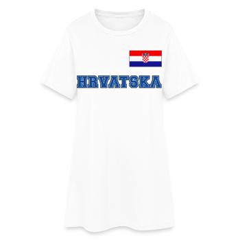 Kroatien Trikot Look – HRVATSKA mit Fahne Flagge - Frauen T-Shirt-Kleid - Weiß - Vorne