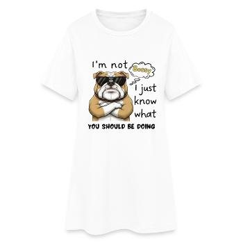 Bossy Bulldog – Einstellung im Shades-Design - Frauen T-Shirt-Kleid - Weiß - Vorne