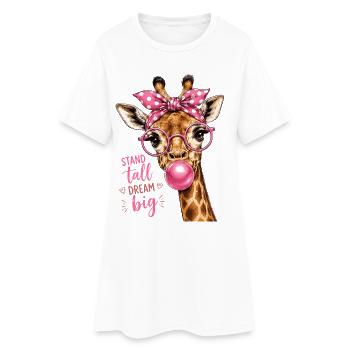 Haut Haut Rêve Gros Girafe - Robe T-shirt Femme - blanc - Devant