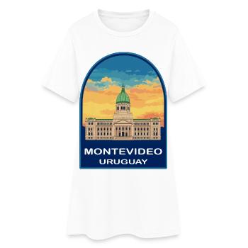 Insigne rétro du Palais législatif de Montevideo Uruguay - Robe T-shirt Femme - blanc - Devant