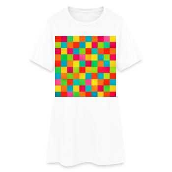 Grille Arc-en-ciel Éclatante - Robe T-shirt Femme - blanc - Devant