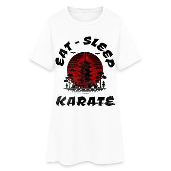 Rote Pagoden-Silhouette Kreis - Frauen T-Shirt-Kleid - Weiß - Vorne