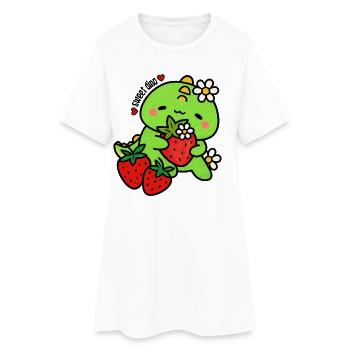 Dinosaure sucré aux fraises - Robe T-shirt Femme - blanc - Devant