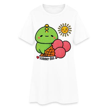 Dino d’été avec cornet de glace - Robe T-shirt Femme - blanc - Devant