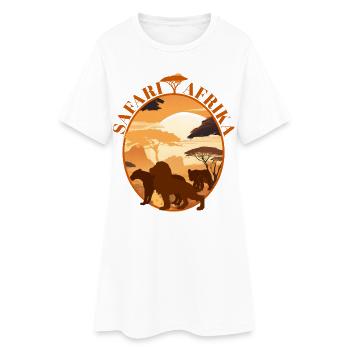 Savannen Safari Sonnenuntergang - Frauen T-Shirt-Kleid - Weiß - Vorne