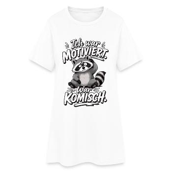 Ich war motiviert Jetzt komisch Waschbär Spruch - Frauen T-Shirt-Kleid - Weiß - Vorne