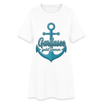 Gardasee geht immer mit Schiff Anker Italien  - Frauen T-Shirt-Kleid - Weiß - Vorne