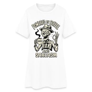 Powered By Coffee And Sarcasm - Women’s T-Shirt Dress - white - Front