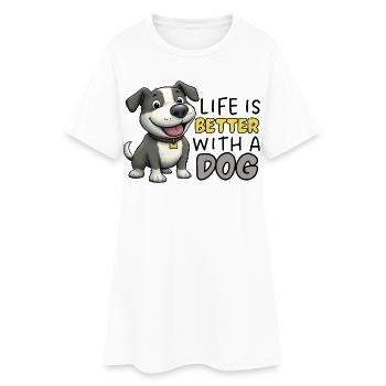 La vie est meilleure avec Staffy de dessins animés chiens - Robe T-shirt Femme - blanc - Devant