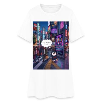 Beak in Japan -  Penguin Tokyo Band Humor Design - Frauen T-Shirt-Kleid - Weiß - Vorne