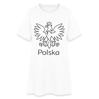 Polska Adler Wappen – Minimalistisches Design - Frauen T-Shirt-Kleid - Weiß - Vorne