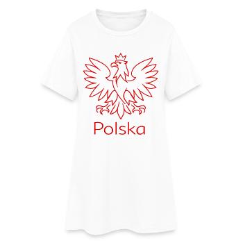 Polska Adler Wappen – Minimalistisches Design - Frauen T-Shirt-Kleid - Weiß - Vorne