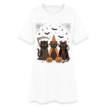 Halloween Katzen, Halloween Party Hexe Vampir - Frauen T-Shirt-Kleid - Weiß - Vorne