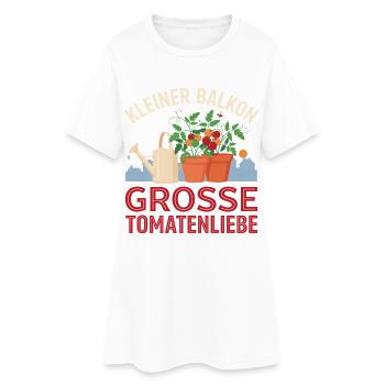 Kleiner Balkon Große Tomatenliebe - Frauen T-Shirt-Kleid - Weiß - Vorne