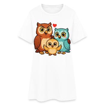 Famille des Hiboux - Robe T-shirt Femme - blanc - Devant