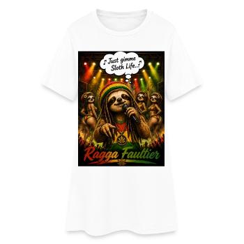 Ragga Faultier – Just Gimme Sloth Life Reggae - Frauen T-Shirt-Kleid - Weiß - Vorne