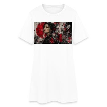 Asia Punk Art Geisha Grunge Portrait Street Art - Frauen T-Shirt-Kleid - Weiß - Vorne