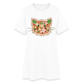 Chat à pizza - Robe T-shirt Femme - blanc - Devant