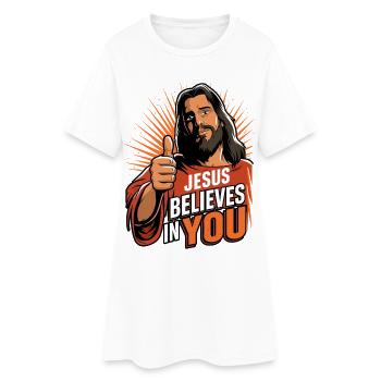 Jésus croit en toi Motif - Robe T-shirt Femme - blanc - Devant