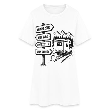 Wenig Zeug Viel Weg Gute Zeiten - Frauen T-Shirt-Kleid - Weiß - Vorne