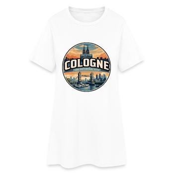 Retro Cologne Cathedral Travel Badge - Women’s T-Shirt Dress - white - Front