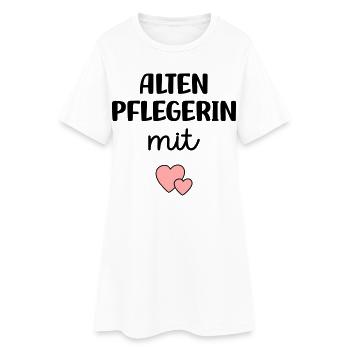 Altenpflegerin mit Herz - Frauen T-Shirt-Kleid - Weiß - Vorne