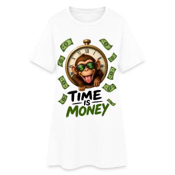 Le temps, c’est de l’argent avec le singe - Robe T-shirt Femme - blanc - Devant
