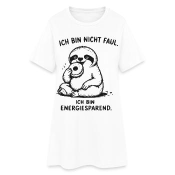 Ich bin energiesparend Faultier - Frauen T-Shirt-Kleid - Weiß - Vorne