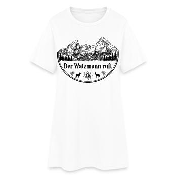 Watzmann T-Shirt – Der Watzmann ruft – Berg-Design - Frauen T-Shirt-Kleid - Weiß - Vorne