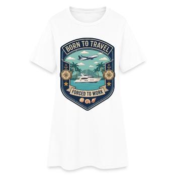 Né pour voyager, forcé de travailler - Robe T-shirt Femme - blanc - Devant