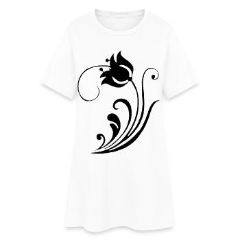 Strange Black Flower - Women’s T-Shirt Dress - white - Front