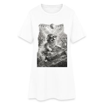 DJ Dog Rocking the Party - Women’s T-Shirt Dress - white - Front
