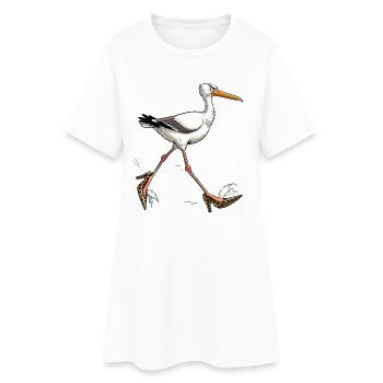 Élégante mouette en talons léopard - Robe T-shirt Femme - blanc - Devant